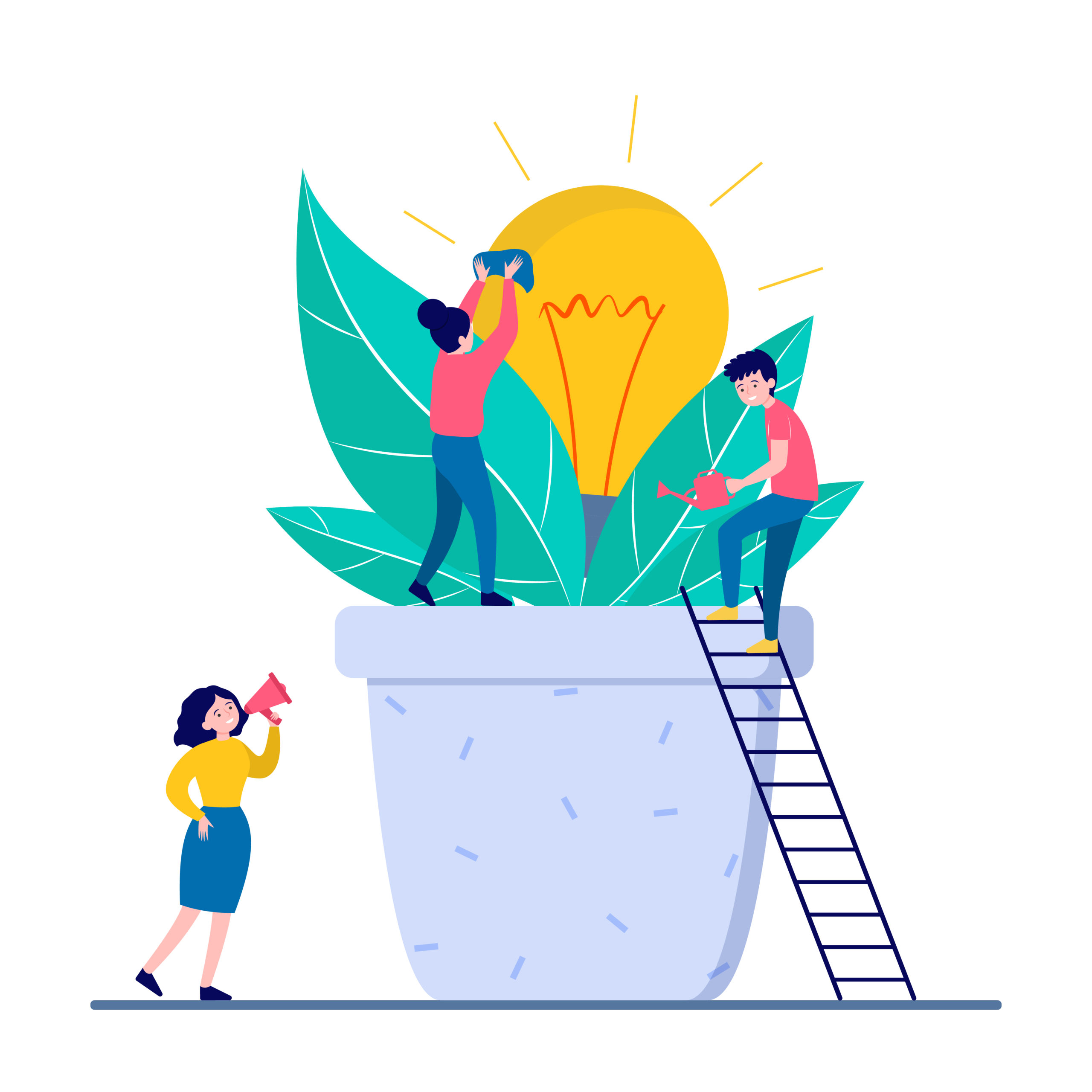 People growing new idea isolated flat vector illustration