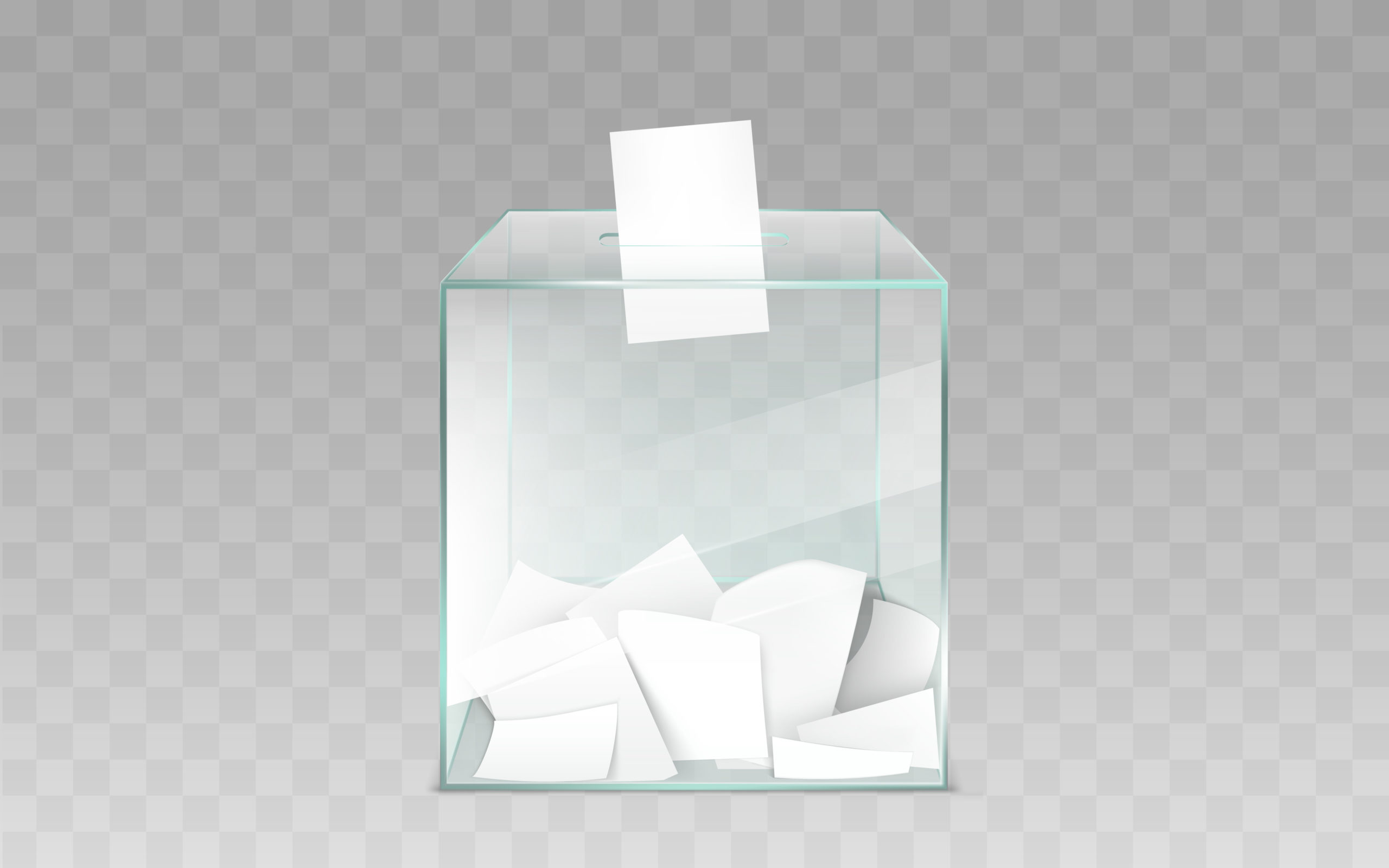 Glass ballot box with ballot papers vector